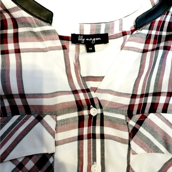 LILY MORGAN  Plaid Check Tunic  Plus Size 1X - Picture 4 of 5